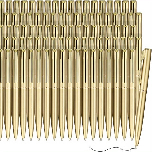 72 Pcs Gold Bulk Pens, 4 Inch Mini Metal Pen with Smooth Black Ink, Twist Action Pocket Ballpoint Pens for Office, Meetings, Notebooks, Wedding RSVPs and Guest Book Signing
