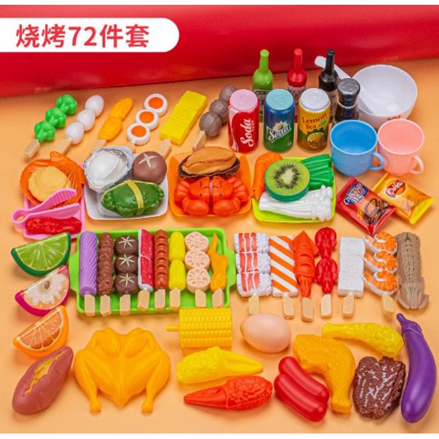 72 Pcs Grill Playset Play Food Set Barbecue Pretend Food Interactive