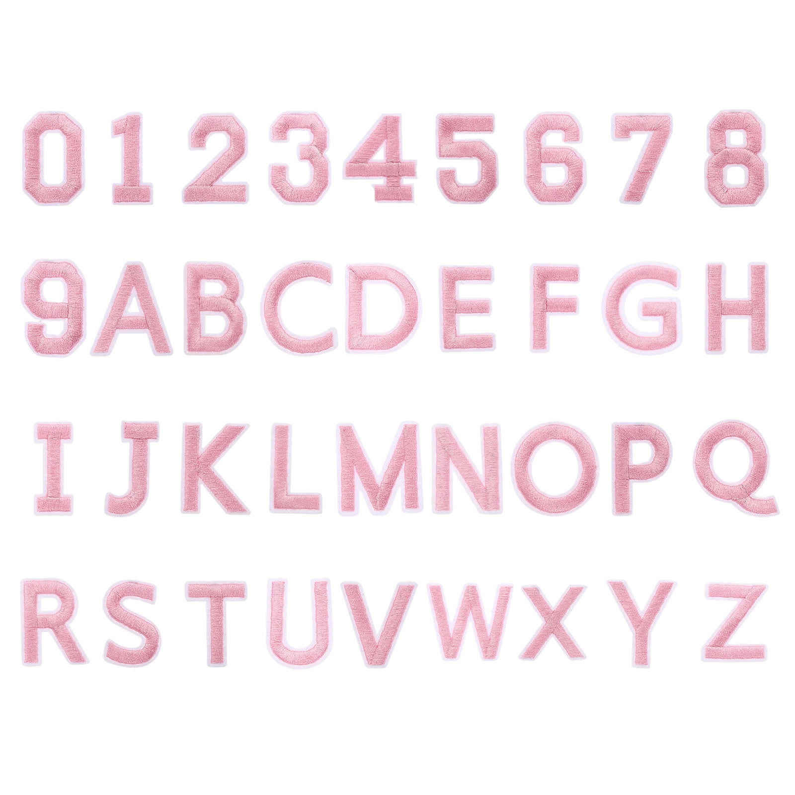72 Pcs Iron on Letters and Numbers, 1.5 Inch A-Z Letter Patches and 0-9 Number Patches for Clothing Pink