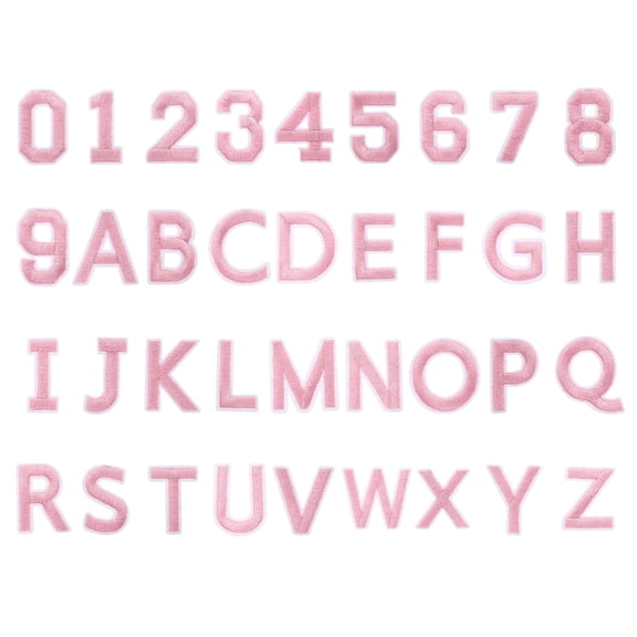 72 Pcs Iron on Letters and Numbers, 1.5 Inch A-Z Letter Patches and 0-9 Number Patches for Clothing Pink
