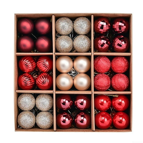 72 Pcs Mini Christmas Ball Ornaments, 1.2 Inch Shatterproof Xmas Tree Decorations - Red, White & Rose Gold Hanging Balls for Home, Party, Holiday Decor
