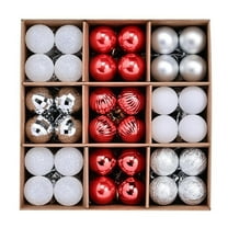 72 Pcs Mini Christmas Ball Ornaments, 1.2 Inch Shatterproof Xmas Tree Decorations - Red, White & Rose Gold Hanging Balls for Home, Party, Holiday Decor