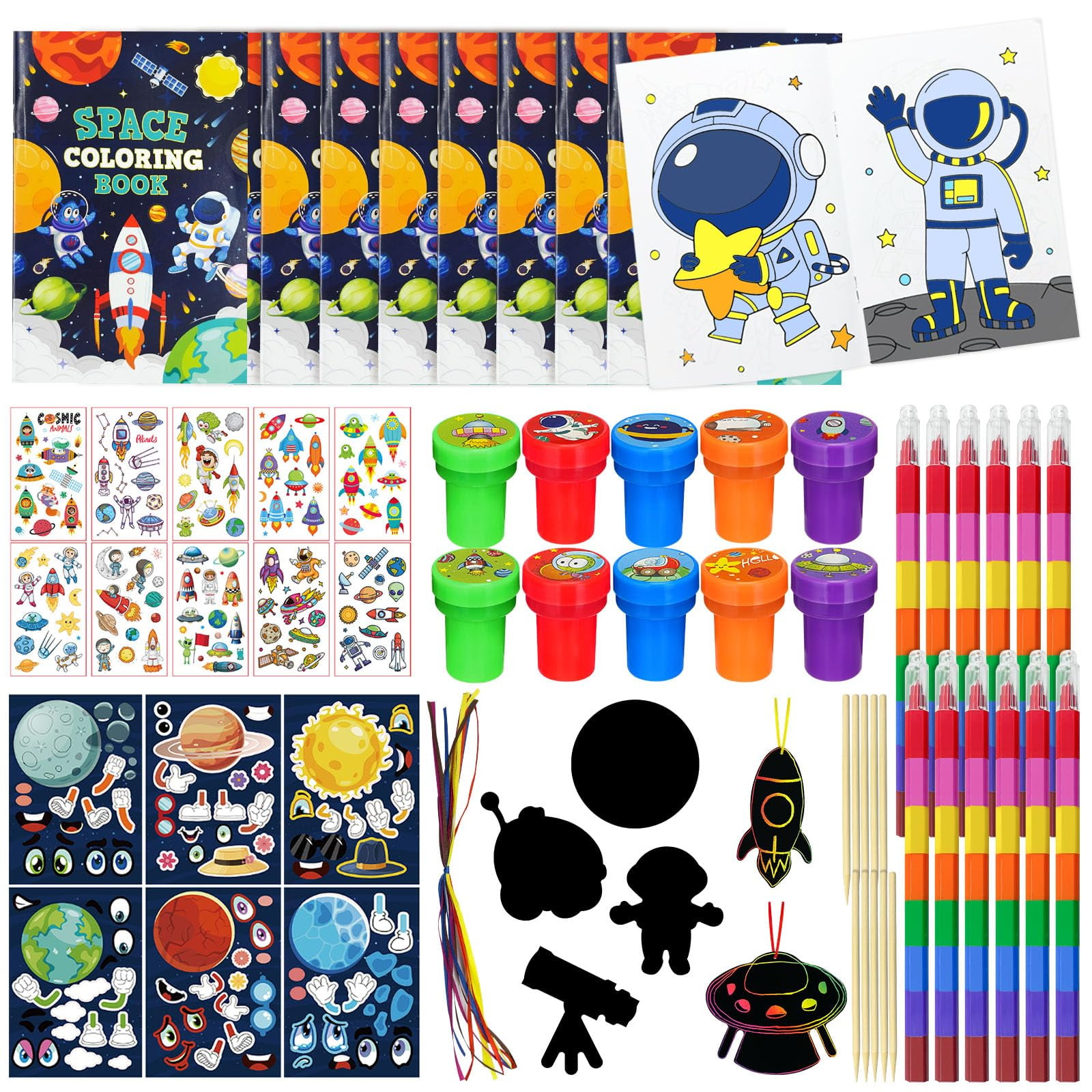 72 Pcs Outer Space Coloring Book with Crayons Favors,Space Astronaut ...