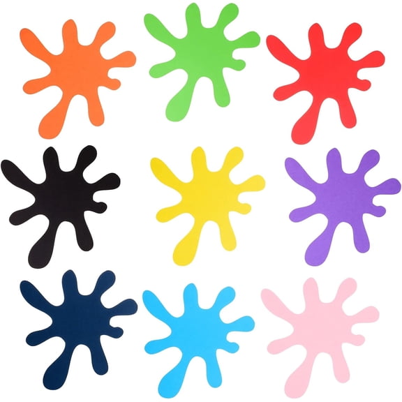 72 Pcs Paint Splatter Cutouts Paper Multicolor Art Paint Party Decorations Art Painting Splash Cut-Outs for Art Painting Theme Birthday Party School Bulletin Board Decoration Art Craft Wall Decal