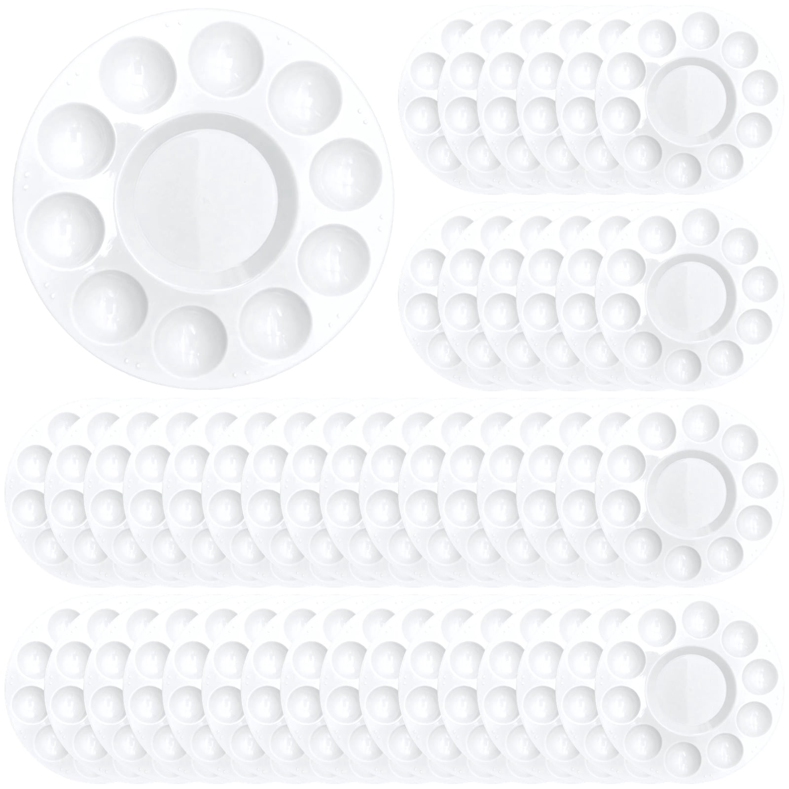 72 Pcs Paint Tray Palettes, 10-well Round Plastic Paint Palettes, 6.3" Acrylic Paint Palettes for Artists, Quality PP Plastic, Easy to Clean, Ideal for Painting, Mixing, and Art Projects