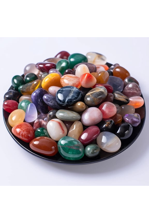 72 Pcs Polished Multicolor Healing Crystal Stone Set, 0.5" Handpicked Tumbled Stones