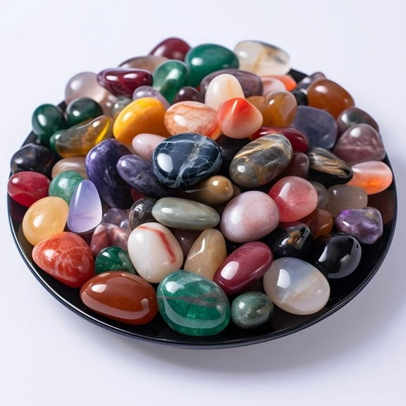 72 Pcs Polished Multicolor Healing Crystal Stone Set, 0.5" Handpicked Tumbled Stones