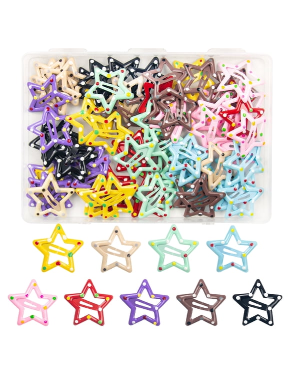 72 Pcs Polka Dots Star Snap Hair Clips for Women Snap Hair Barrettes Double Grip Hair Clips for Women Girls