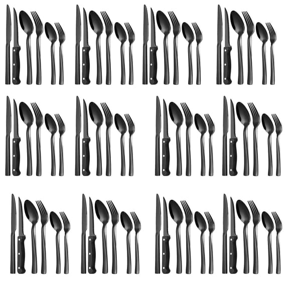 72 Pcs Stainless Steel Flatware Set,Dishwasher Safe,Hand Wash,Black