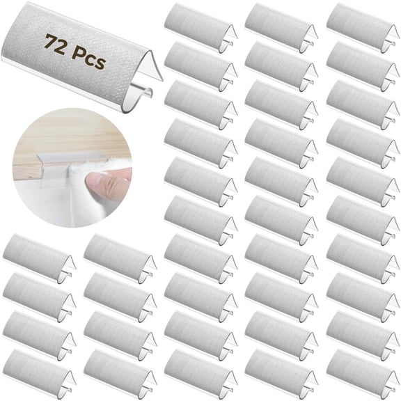 72 Pcs Table Skirting Clips, Table Skirt Clips with Sticking Fastener Strips, EC Model Tablecloth Clips for 3/4"-1" Table, Table Cover Clamps for Indoor Outdoor Events