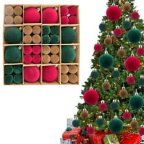 72 Pcs Velvet Christmas Balls – Flocked Christmas Tree Ornaments Set, Plastic Hanging Baubles for Xmas Decoration, Home, Party & Holiday Decor