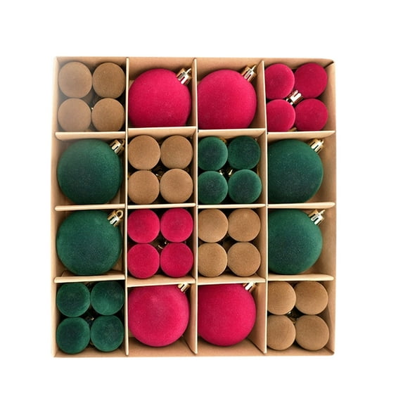 72 Pcs Velvet Christmas Balls Ornaments Shatterproof Flocked Christmas Tree Ornaments Plastic Balls Xmas Hanging Christmas Tree Decoration Xmas Tree Ornaments for Christmas Wedding Party Supplies