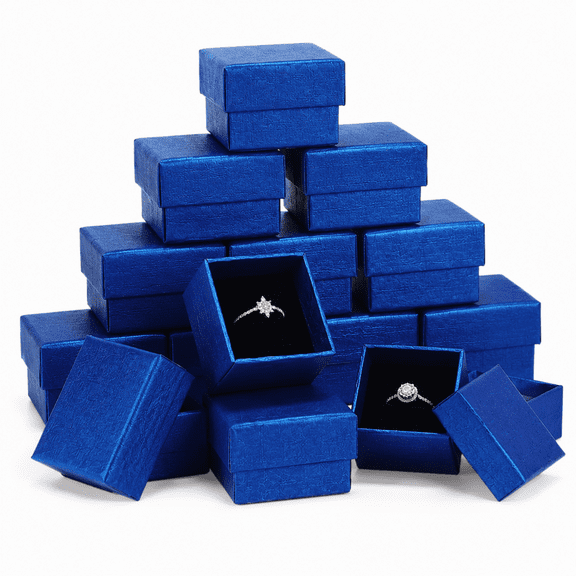 72 Pcs Vintage Royal Blue Jewelry Gift Boxes,1.97x1.97x1.18 Inch Square Cardboard Ring Boxes with Foam Insert for Earrings Bracelet Necklace Wedding Anniversary Jewelry Retail Display