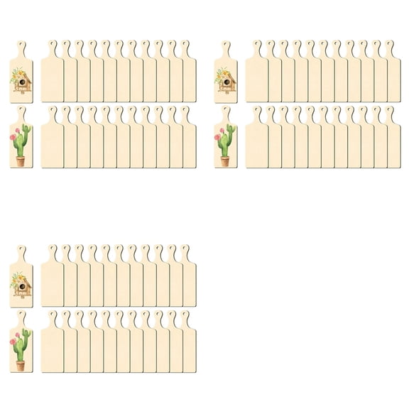 72 Pcs Wooden Mini Cutting Board with Handle Unfinished Craft Mini Charcuterie Boards Paddle Blank Small Chopping Board