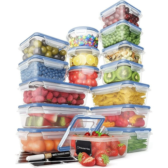 72 Piece Airtight Food Storage Containers with Lids, 36 Containers and Lids, Stackable Kitchen and Pantry Canisters for Meal Prep and Food Storage - Transparent