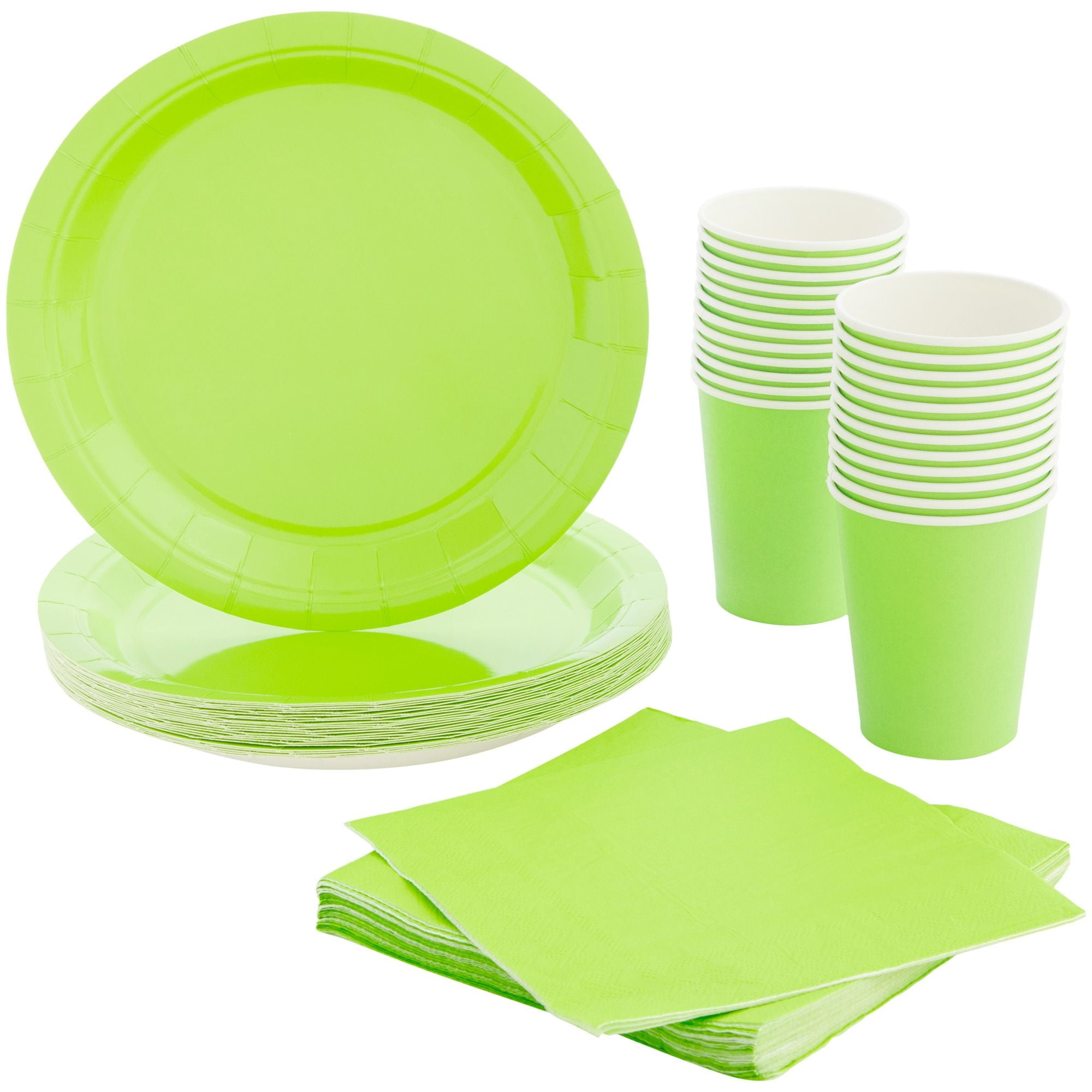 Christmas Lights Dinnerware Set, Paper Plates, Plastic Cutlery, Cups, and  Napkins (Serves 24, 144 Pieces)