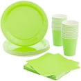 thumbnail image 1 of 72-Piece Lime Green Party Supplies, Paper Plates, Cups, and Napkins (Serves 24), 1 of 8