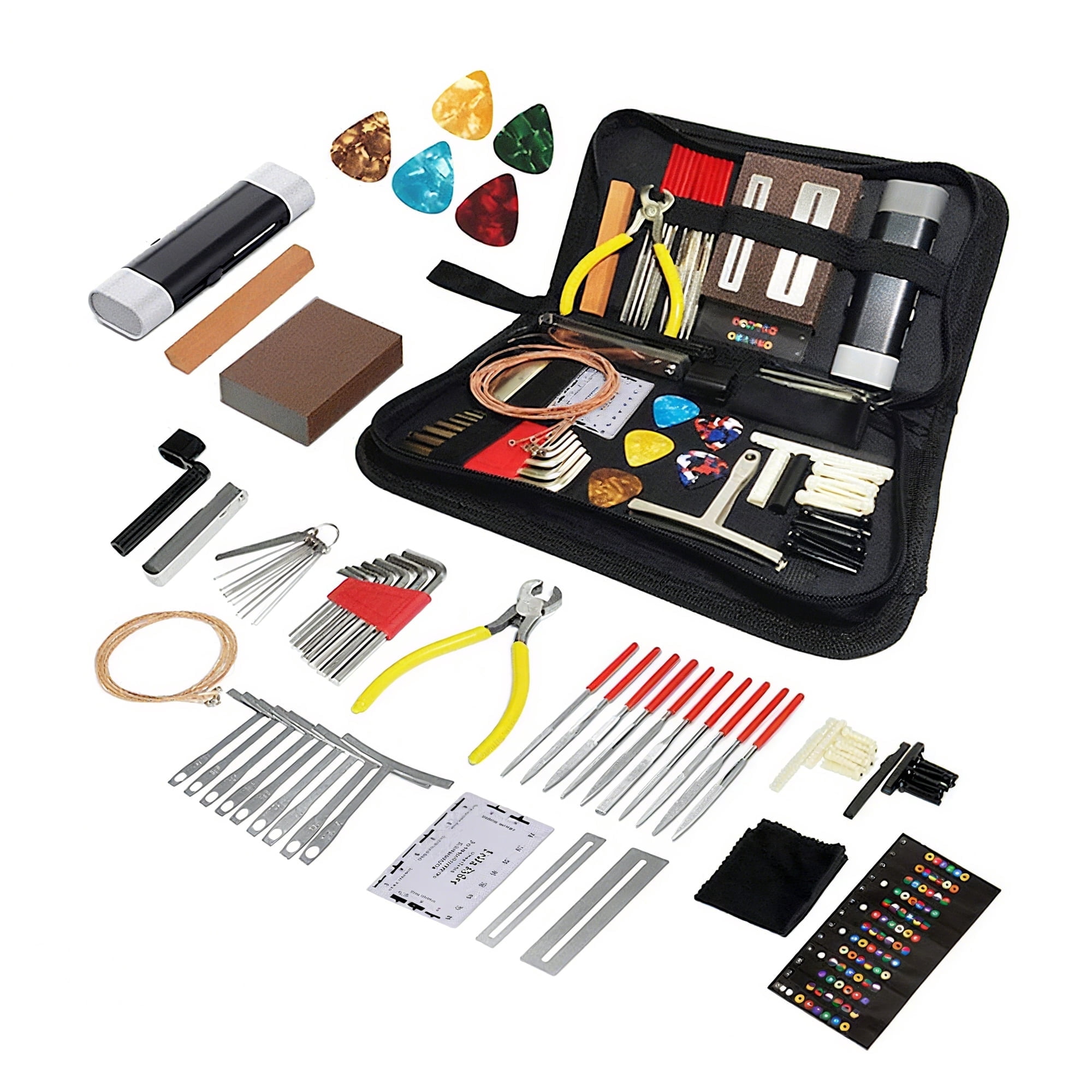 72-Piece Professional Guitar Repair Tool Kit with Case - All-in-One Maintenance Set for Acoustic Electric Guitar, Bass, Ukulele, Banjo