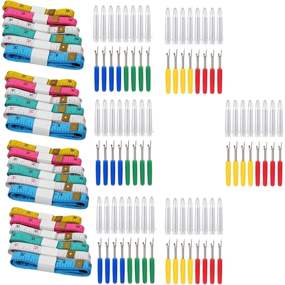 72-Piece Sewing Kit, 48PCS Seam Rippers & 24PCS Double-Scale Measuring Tapes, Bulk Sewing Supplies for Mending, Tailoring, Quilting, and Craft Classes