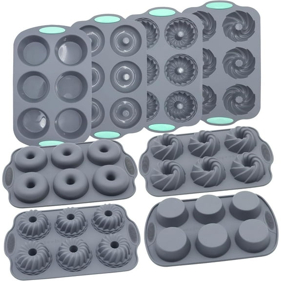 72-Piece Silicone Bakeware Set, Nonstick Baking Pans with Cake Pans, Loaf Pans, Baking Cups, Measuring Cups and Spoons, Easy Release Oven Pan, Grey