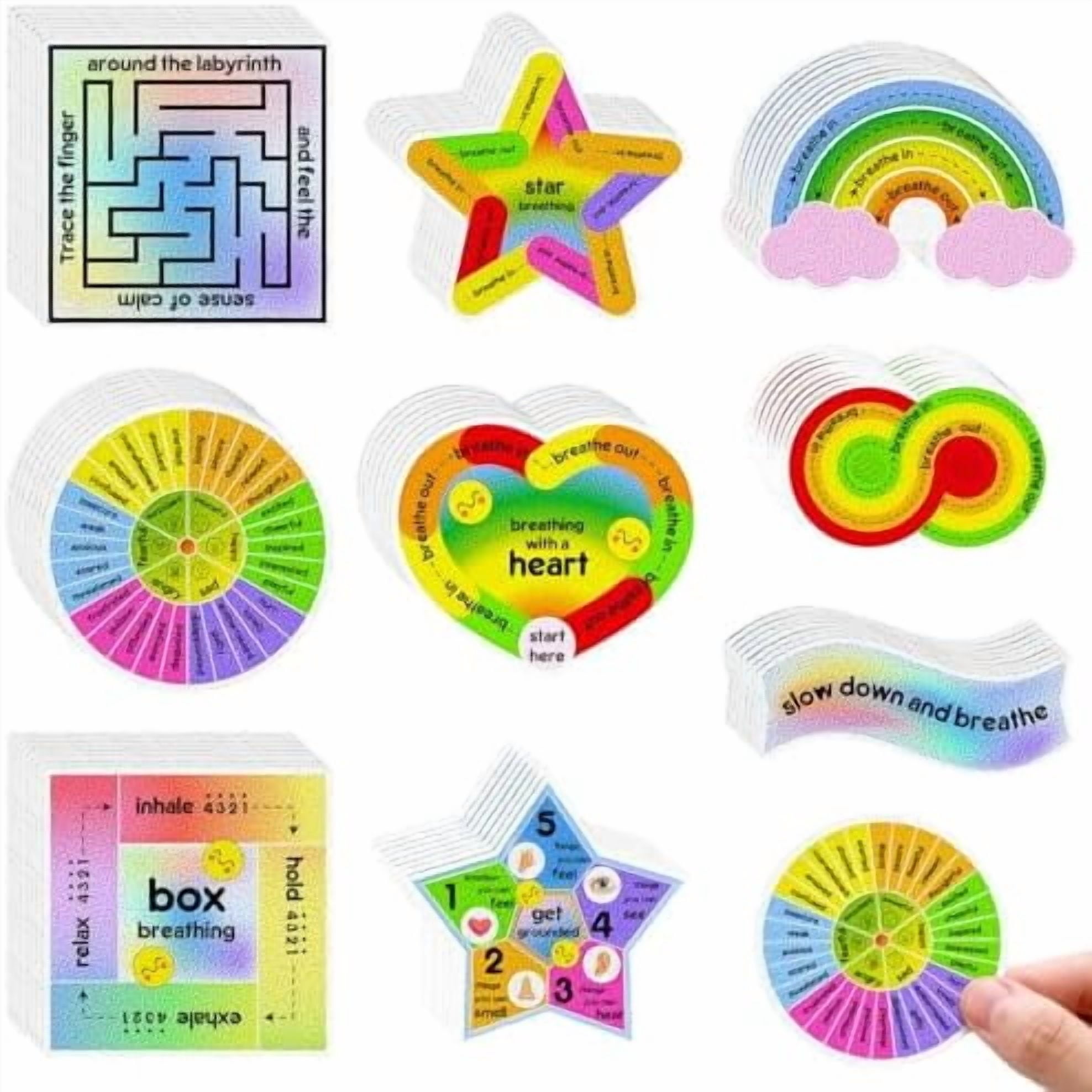 72 Pieces Anxiety Sensory Stickers Textured Stickers Fidget Mindfulness Sticker School Counselor Supplies Adult Sensory Items Anxiety Relief, 9 Styles(Cute Color)