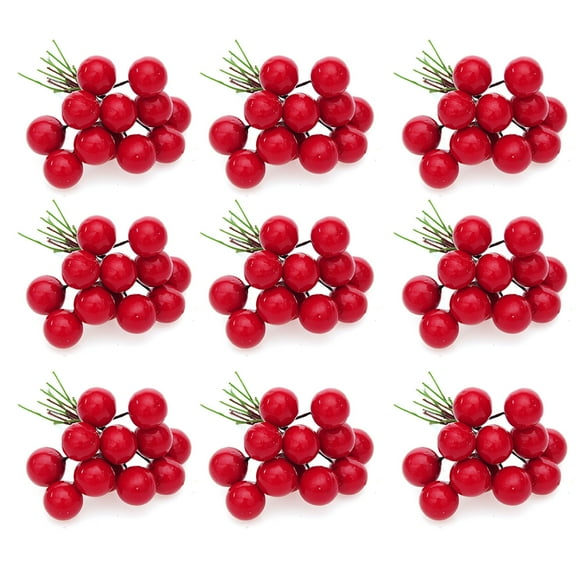72 Pieces Artificial Christmas Berry Christmas Winter Fake Berries Artificial Holly Berries Fake Berry Stems Picks Winter Home Decor Crafts for Christmas Tree DIY Floral Craft