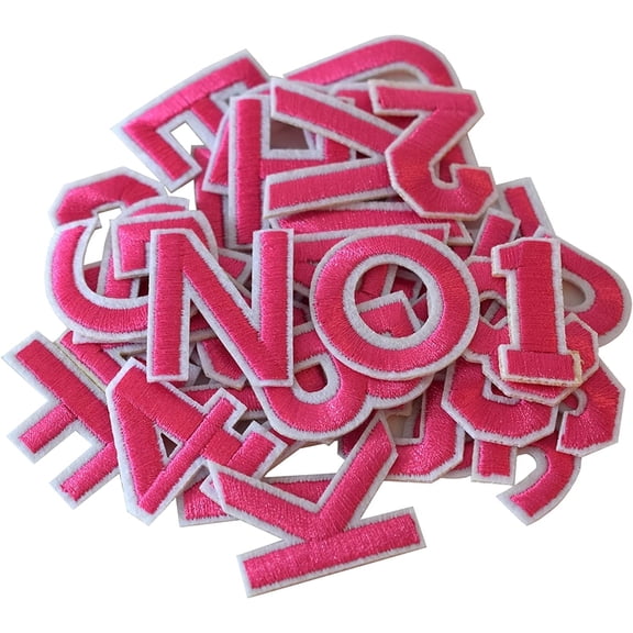 72 Pieces Iron on Letters and Numbers Patches, Red Letter Patches Alphabet Embroidered Patch A-Z, Numbers 0-9 Applique for Clothes, Dress, Hat, Socks, Jeans, DIY Accessories,Pink,Pack of Letters