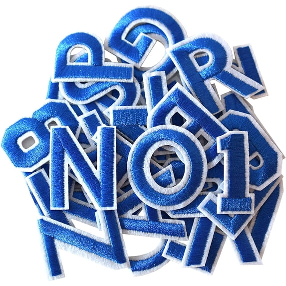 72 Pieces Iron on Letters and Numbers Patches, Red Letter Patches Alphabet Embroidered Patch A-Z, Numbers 0-9 Applique for Clothes, Dress, Hat, Socks, Jeans, DIY Accessories,Blue,Pack of Letters
