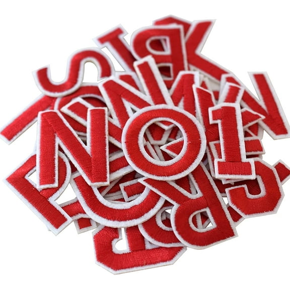 72 Pieces Iron on Letters and Numbers Patches, Red Letter Patches Alphabet Embroidered Patch A-Z, Numbers 0-9 Applique for Clothes, Dress, Hat, Socks, Jeans, DIY Accessories,Red,Pack of Letters