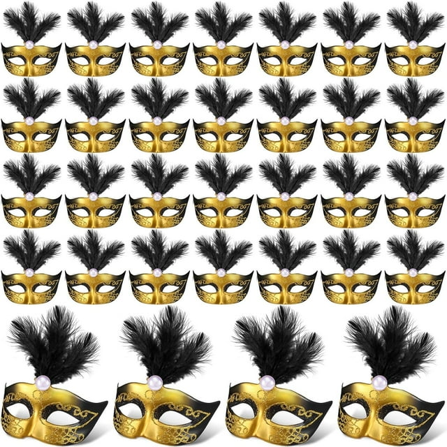 72 Pieces Mardi Gras Mini Masks Small Mask Cake Toppers Decorative Mini