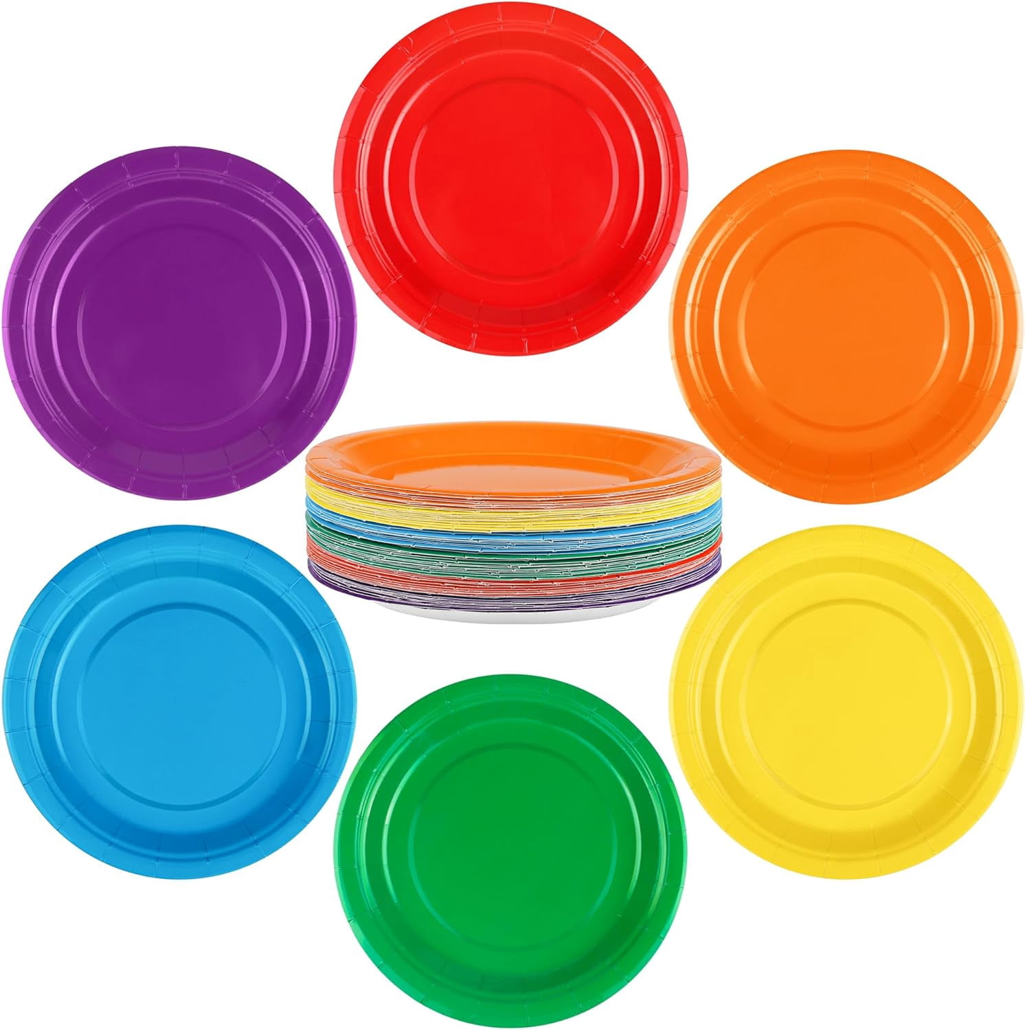 72 Pieces Pastel Rainbow Paper Plates 7 Inch Bulk Plates Disposable ...
