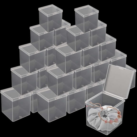 72 Pieces Plastic Bead Storage Containers, Clear Small Bead Organizers with Lid, Clear Square Display Boxes for Beads, Buttons and Candies, 2.2 x 2.2 x 2.3 In
