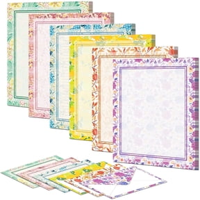 ANZON MORIES 72 Pcs Stationery Set 8.5x11in (48 Sheets Writing Letter + 24 Envelopes), Vintage Morris Stationary Paper 2 Sides Lined
