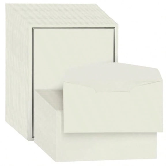 72 Pieces Stationery Set with Envelopes 48 Paper Sheets + 24 Envelopes for Letter Writing Black Borde Stationery Paper Sheets and Envelope