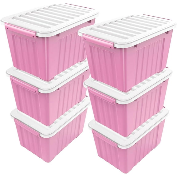 72 Quart Plastic Storage Bin, Stackable and Nestable Storage Boxes with Lids and Secure Latching Buckles, Large Storage Container
