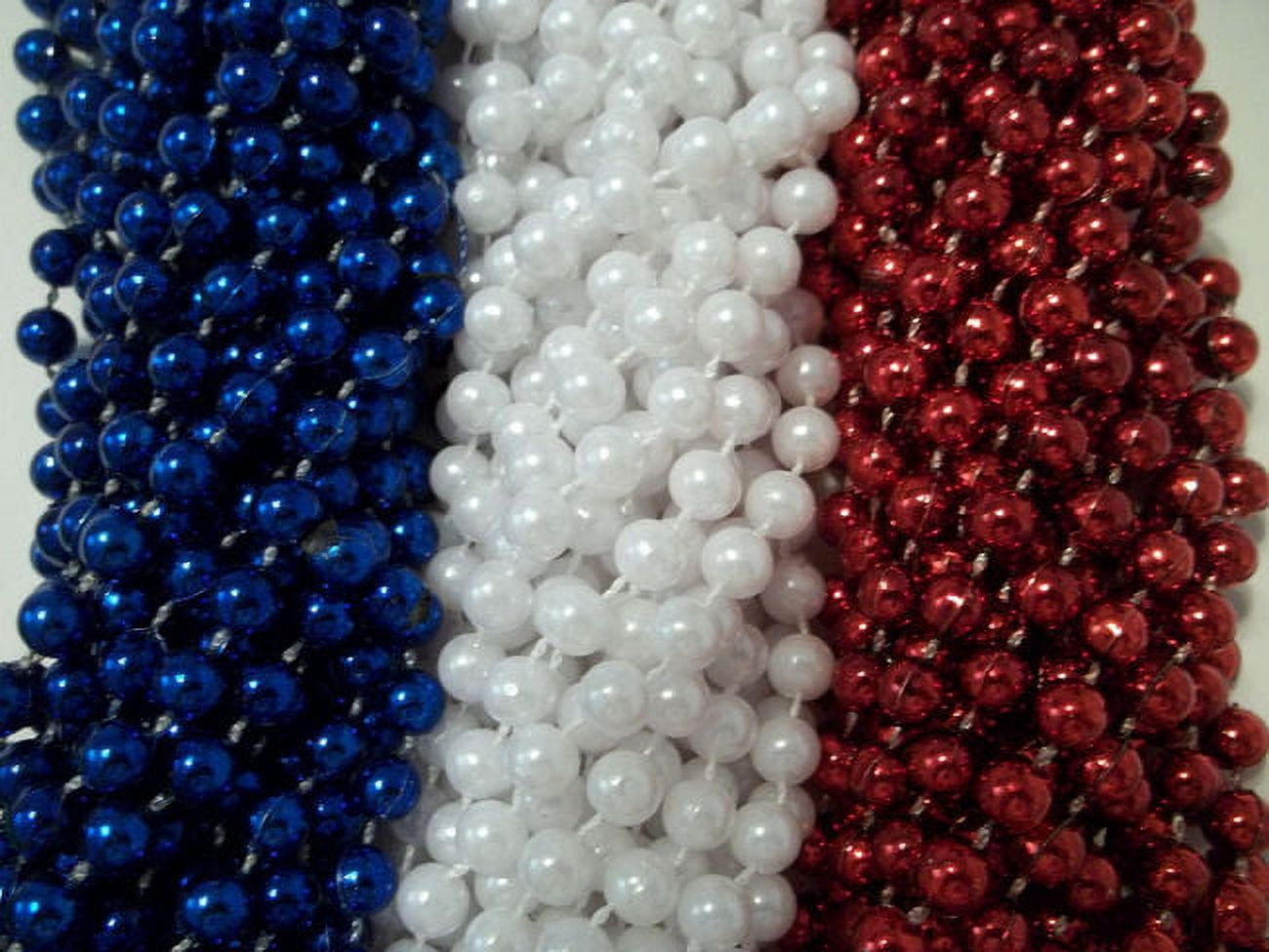 MGMB 72 Red White Blue Memorial 4th July Mardi Gras Beads Necklaces Party Favors