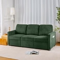 thumbnail image 1 of 72" Retractable 3-Seater Sectional Sofa, Extends to 2-Seater Sofa & Single Couch, Space-Saving Design for Small Spaces, Apartments, Offices & Living Rooms, Olive Green Corduroy Fabric, 1 of 9