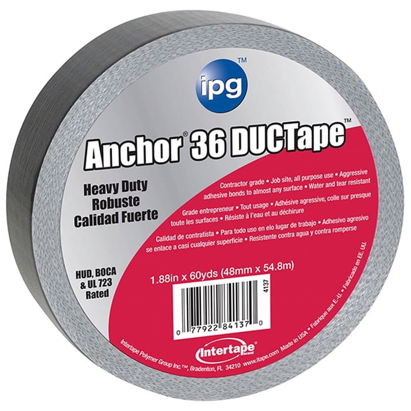 72-Rolls of 1.88” x 60 yds IPG 4137 Silver AC36 Contractor 11-Mil Duct Tape
