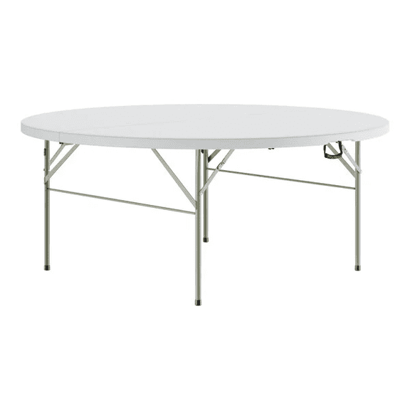 72'' Round Granite White Bi-Fold Plastic Folding Table / 6-Foot Round Commercial Quality Bi-Fold Plastic Folding Banquet Table