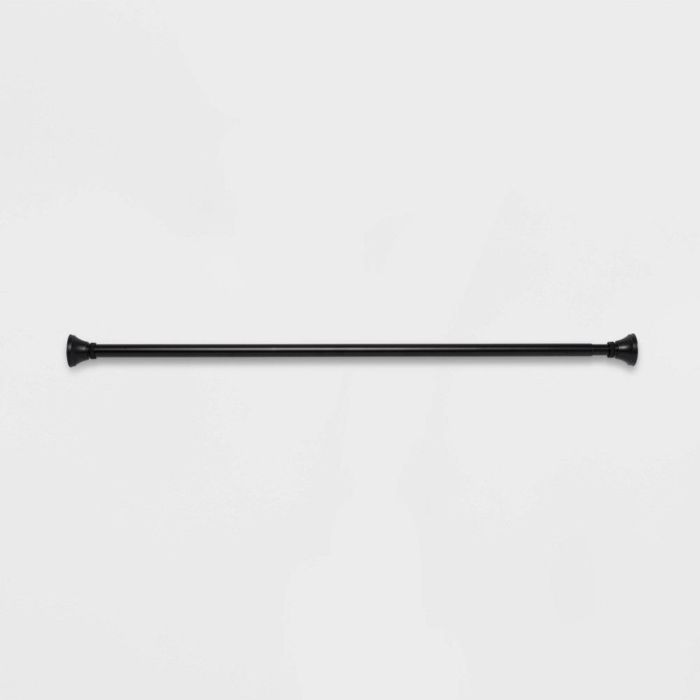72" Rust Proof Stainless Steel Two-Way Mount Trumpet Finial Shower Curtain Rod Black - Threshold ...