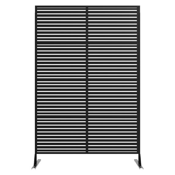 72" Rustproof Decorative Metal Garden Privacy Screen – Freestanding Modern Scroll & Geometric Design, Weather-Resistant Snap-Together Fence for Patio, Lawn, Pool, Indoor – Black Long Clauses