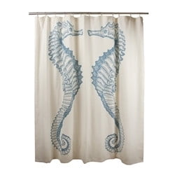 72" SEAHORSE SHOWER CURTAIN - Aqua