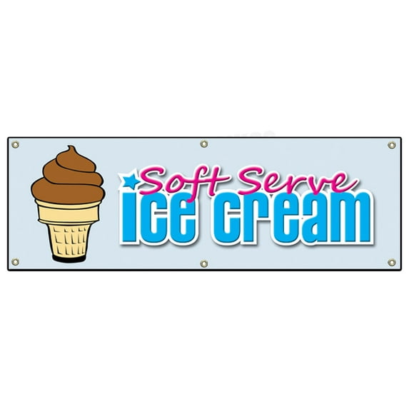 72" SOFT SERVE CHOCOLATE ICE CREAM BANNER SIGN signs shop