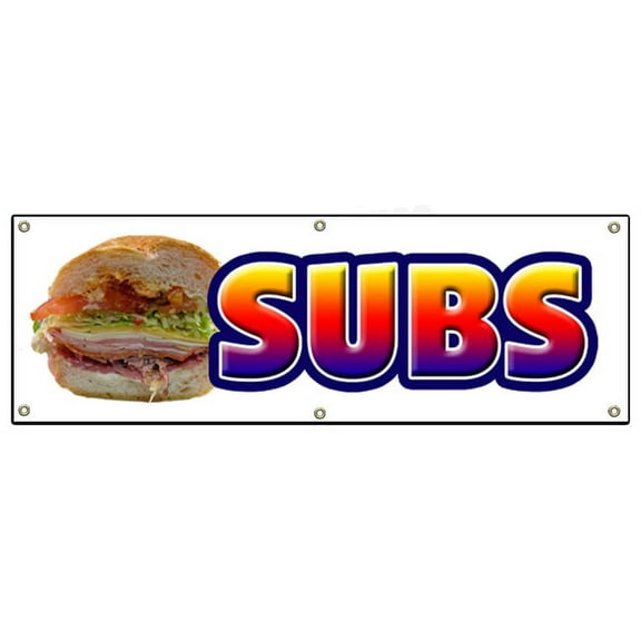 72" SUBS BANNER SIGN submarine hero hoagie shop signs