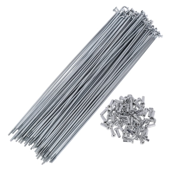 72 Set 14G Bicycle Spokes 205mm Bike Wheel Spokes Carbon Steel Galvanized Silver Tone