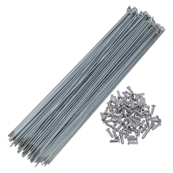72 Set 14G Bicycle Spokes 250mm Bike Wheel Spokes Carbon Steel Galvanized Silver Tone