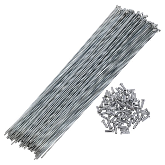 72 Set 14G Bicycle Spokes 260mm Bike Wheel Spokes Carbon Steel Galvanized Silver Tone