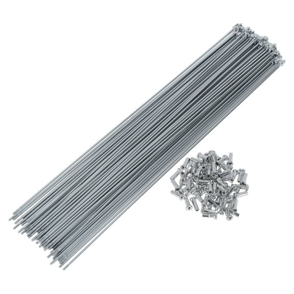 72 Set 14G Bicycle Spokes 285mm Bike Wheel Spokes Carbon Steel Galvanized Silver Tone