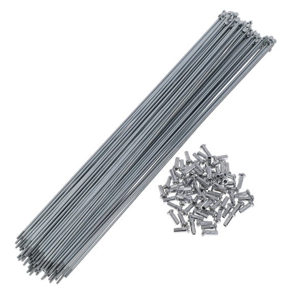 72 Set 14G Bicycle Spokes 290mm Bike Wheel Spokes Carbon Steel Galvanized Silver Tone