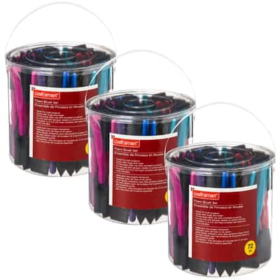 Craft Smart 72 Sheets (216 Total) 1" Foam Brush Set - Great for Staining, Painting, Projects, Arts & Crafts - Bulk 3 Pack